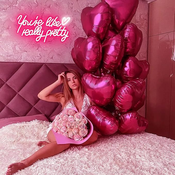 Your are Like Really Pretty Neon Sign, Pink Led Neon Light for Wall Decor with USB Dimmable Switch Reusable Neon Light Sign for Wedding, Engagement, Party, Bar Pub, Bedroom Decor Girlfriends Gift