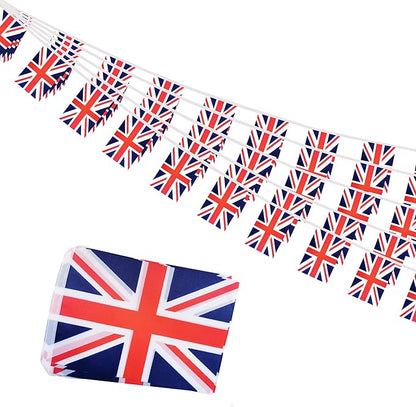 Britain UK Small String Flags, 50 Feet 38 Pcs British Pennant Banner Bunting Flags, Patriotic Events, Independence Day, Country Festival, Commemoration, Decorations (UK)