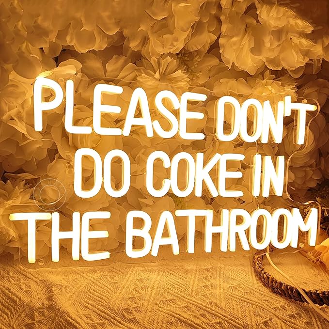 SYLHOME Please Don't Do Coke in the Bathroom Game Room Bedroom Bar Store Wall Decor Sign Birthday Christmas Party Backdrop Gifts USB 16.9"X9.2" Warm