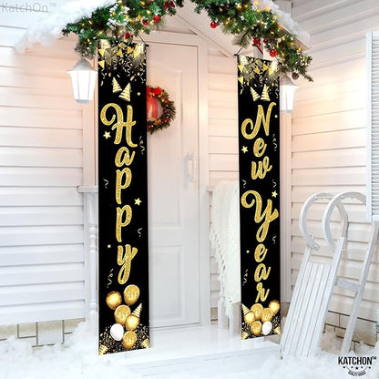 KatchOn, XtraLarge Happy New Year Door Banner - 72x12 Inch | Scripted Door Banner for New Years Decorations 2026 | Happy New Year Banner | New Years Eve Party Supplies 2026 | Nye Decorations