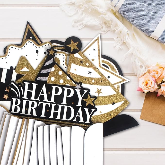 Happy 30th Birthday Decorations,30th Bday Gold Glitter Shiny Stand Honeycomb Table Centerpieces - Cheers to Thirty Years Old Birthday Party Photoprop Gift Sign.