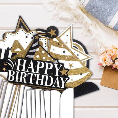 Happy 30th Birthday Decorations,30th Bday Gold Glitter Shiny Stand Honeycomb Table Centerpieces - Cheers to Thirty Years Old Birthday Party Photoprop Gift Sign.