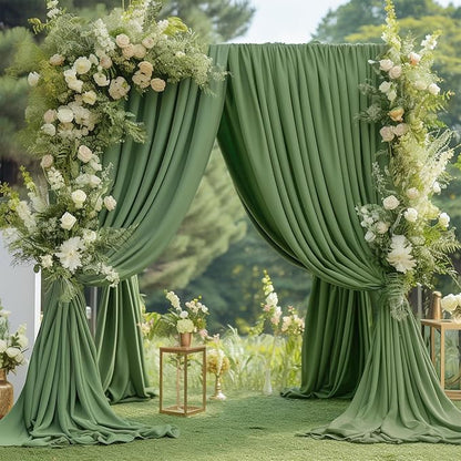4 Panels Valley Green Backdrop Curtain for Parties Wrinkle Free Dark Green Photo Curtains Backdrop Drapes Fabric Decoration for Baby Shower Birthday Party Photography 20ft(W) x 10ft(H)