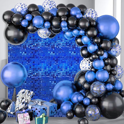 48 PCS Royal Blue Shimmer Wall Backdrop, Laser Square Sequin Photo Backdrops Panel, Glitter Wall Background for Birthdays, Weddings, Halloween, Engagements, Disco Bachelorette Party Decoration (6x8FT)