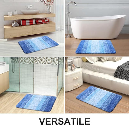 OLANLY Bathroom Runner Rugs 40x24, Extra Soft Absorbent Microfiber Bath Rugs, Rubber Backing, Quick Dry, Washable Bath Mats for Bathroom Floor, Tub and Shower, Home Decor Accessories, Light Royal Blue