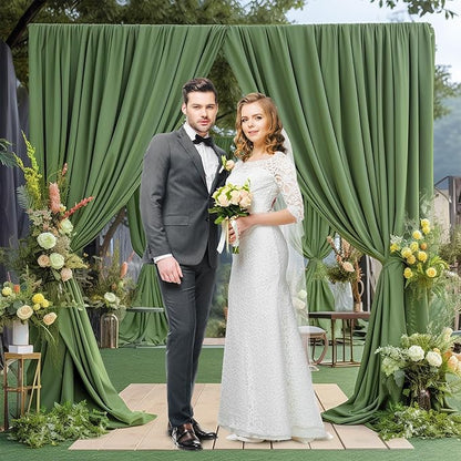 10x10 Valley Green Backdrop Curtain for Parties Wrinkle Free Dark Green Photo Curtains Backdrop Drapes Fabric Decoration for Baby Shower Birthday Party Photography 5ft x 10ft,2 Panels