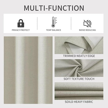 Joydeco Custom Light Beige Textured Total Blackout Curtain for Bedroom and Living Room. Grommet Textured Thermal Insulated Room Darkening Curtain 1 Panel (Custom Size and Color)