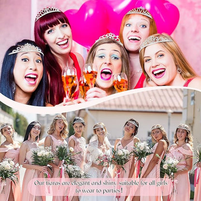 24 Pcs Crystal Tiara Headbands for Women Princess Headband Crown with Combs Tiaras and Crowns for Pageant Bridal Wedding Prom Party Gifts