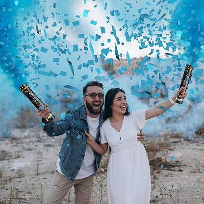 Gender Reveal Confetti Powder Cannon Biodegradable Baby Boy Blue Baby Girl Pink Gender Reveal Poppers - He or She What Will it Bee Baby Shower Baby Party Decorations Supplies Confetti Sticks