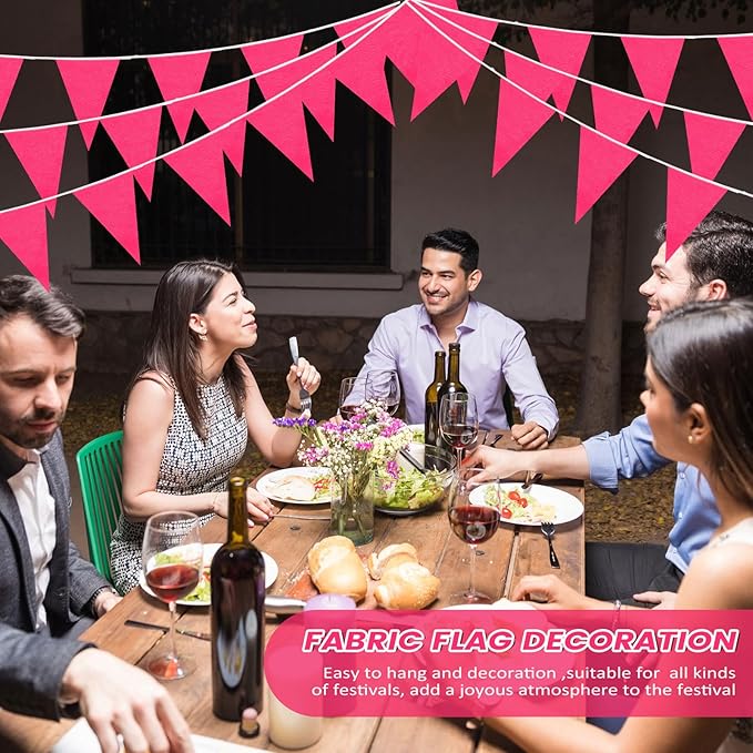 100 Feet Pennant Banners Flags 75 Solid String Triangle Flags for Grand Opening, Carnival Theme Birthday Party Decoration Outdoor Events Classroom Decoration(Rose Red)