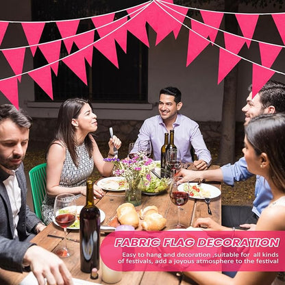 100 Feet Pennant Banners Flags 75 Solid String Triangle Flags for Grand Opening, Carnival Theme Birthday Party Decoration Outdoor Events Classroom Decoration(Rose Red)