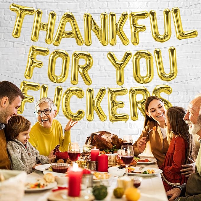 Thankful for you Foil Balloons Banner Friendsgiving Decorations, Happy Thanksgiving Balloons Banner Funny Friendsgiving Thanksgiving Party Decorations