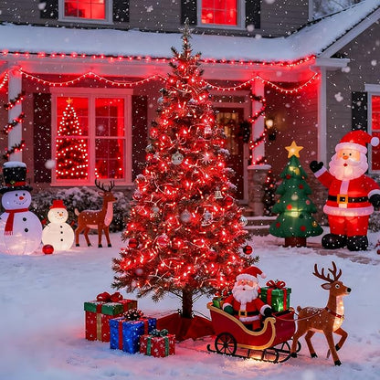 JMEXSUSS 33ft 100 LED Red Christmas Lights, Connectable 8 Modes Room String Light Indoor Plug-in, Clear Wire Red Christmas Tree Lights Outdoor Waterproof for Xmas Bedroom, Party