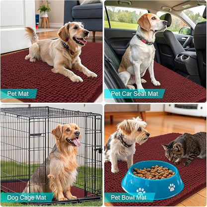 OLANLY Dog Door Mat for Muddy Paws 44x32, Absorbs Moisture and Dirt, Absorbent Non-Slip Washable Doormat, Quick Dry Chenille Mud Mat, Entry Indoor Entryway Carpet for Inside Floor, Caramel Russet