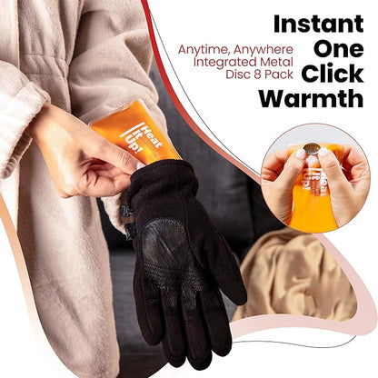 Reusable Hand Warmers – Heat It Up 8 Instant Snap Heat Packs for Hot Compress & Pain Relief – Pocket Size Reusable Heat Pack Set with Fabric Bag for Travel