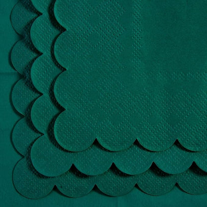 200 Pack Cocktail Napkin 2-Ply Scalloped Edged Dessert Napkins Folded 5 x 5 Inches Disposable Napkins for Dinner Wedding Birthday Party Bridal Anniversary Reception Event (Dark Green)