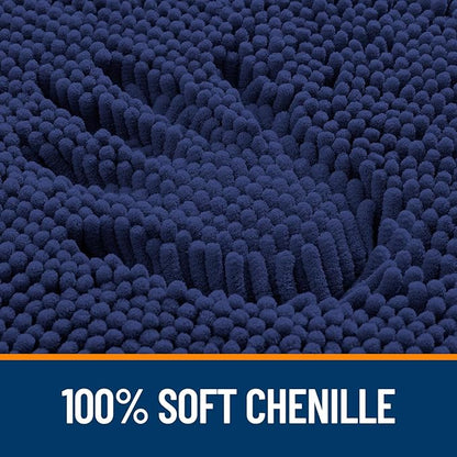 OLANLY Bathroom Rugs 24x16, Extra Soft Absorbent Chenille Bath Rugs, Rubber Backing Quick Dry, Machine Washable Bath Mats for Bathroom Floor, Tub and Shower, Home Decor Accessories, Twilight Sapphire