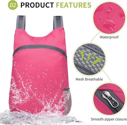 20L Ultra Hiking-Daypack Lightweight Foldable Travel Packable Backpack for Camping Cycling Outdoor,rose Red
