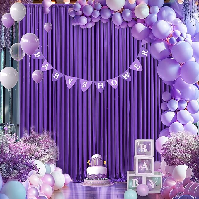 10x10 Purple Backdrop Curtain for Parties Wedding Wrinkle Free Purple Photo Curtains Backdrop Drapes Fabric Decoration for Birthday Party Photography 5ft x 10ft,2 Panels