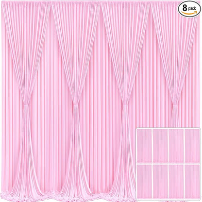 8 Panels Pink Backdrop Curtain for Parties Baby Shower Wrinkle Free Pink Photo Curtains Backdrop Drapes Fabric Decoration for Wedding Birthday Party 40ft(W) x 10ft(H)