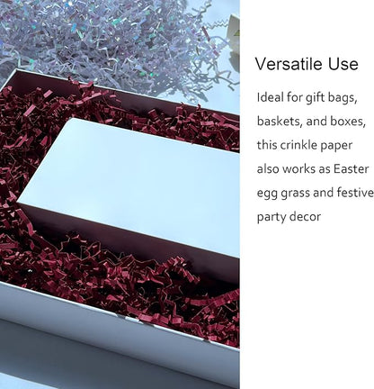 2LB Burgundy Crinkle Paper Filler for Gift Baskets Easter Egg Grass