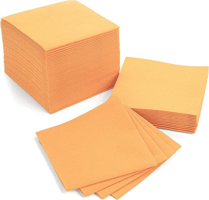 AMERICAN HOMESTEAD Peach Cocktail Napkins - Premium 4"x4" Disposable Linen-Like Beverage Napkins - Bulk Square Party Bar Serviettes for Weddings, Parties, Events, and Everyday Use - 100 Count