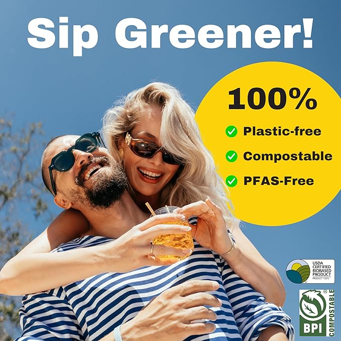 HAY! Straws® 5” Cocktail Straws | 3000ct Disposable Natural Wheat Stem Straws | Never Soggy, Neutral-Taste | 100% Biodegradable, Compostable | For Lowball Drinks and Cocktails
