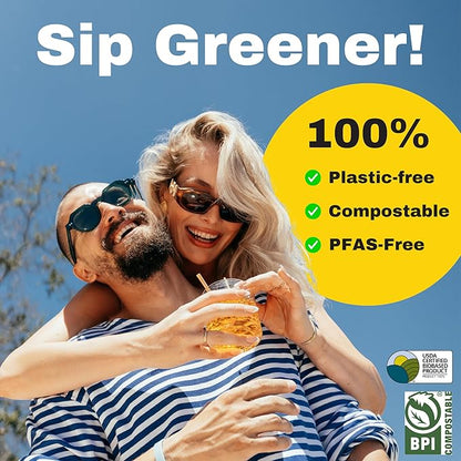 HAY! Straws® 5” Cocktail Straws | 3000ct Disposable Natural Wheat Stem Straws | Never Soggy, Neutral-Taste | 100% Biodegradable, Compostable | For Lowball Drinks and Cocktails