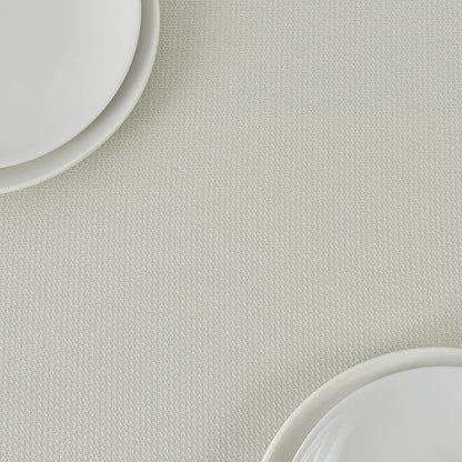 maxmill Jacquard Square Tablecloth Stain Resistant Waterproof Wrinkle Resistant Washable Soft Table Cloth, Decorative Fabric Table Cover for Dining Room, Indoor and Outdoor Use, 52 x 52 Inch, Ivory