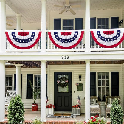 1.5x3 Ft American Pleated Fan Flag Decoration, Patriotic Half Fan Bunting flag Banner for 4th of July, Memorial Day & Independence Day, Indoor Outdoor Window Garden Fence balcony Porch Yard Decor(type 1)
