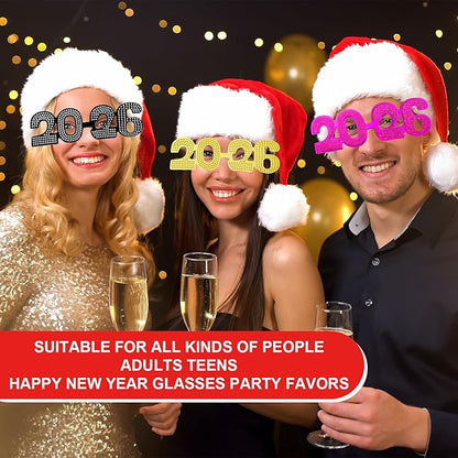 New Years Eve Party Supplies Decorations 2026 - 8PCS, NYE Glasses Party Favors, Plastic Eyewear Happy New Year Photo Booth Props, Class of 2026 Graduation Party Accessories