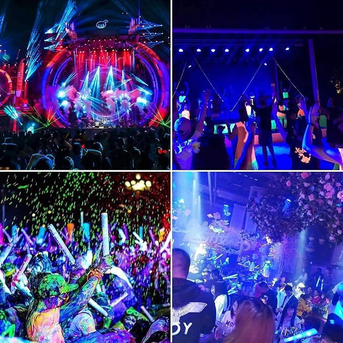 2 Pack 600W LED Black Lights, 395nm to 410nm Outdoor Flood Blacklight Light with Plug, IP66 Waterproof forGlow in The Dark, Dance Party, Stage Lighting, Body Paint, Fluorescent Poster, Neon Glow