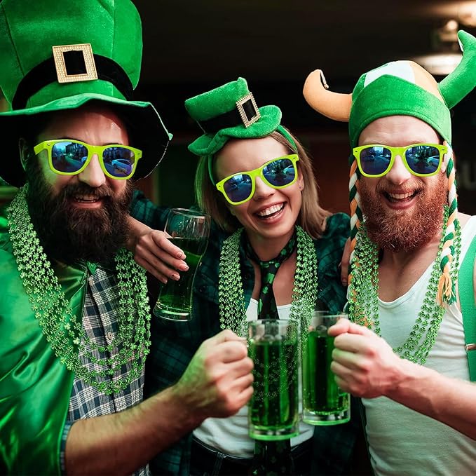 Fsmiling Green Sunglasses Bulk Adult Party Sunglasses 80s Glasses Shades for Men Women St. Patrick's Days-30Pack,UV Protection