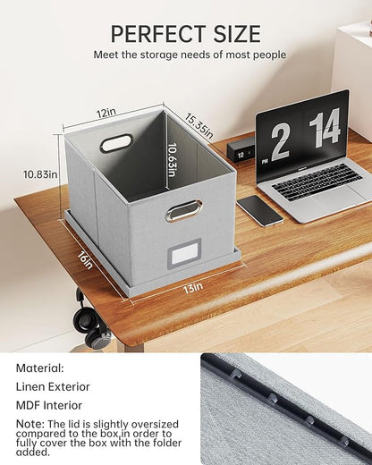 Oterri File Organizer, File Box, File Cabinet for Letter File Folder Storage, Hanging File Organizer for Office/Decor/Home,Document Organizer, 1 Pack,Gray-White-Box Only