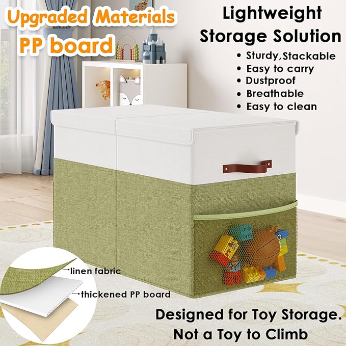 Large Toy Storage Box with Lid Upgraded Toy Storage Chest Organizer with Divider Foldable Toy Bin for Kids Boys Girls Playroom Nursery Bedroom (25"x13"x16")