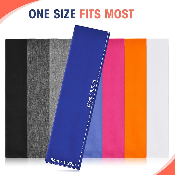 Hotop 20 Pcs Sport Stretchy Headbands for Girls Women Non Slip Soft Fabric Elastic Headband Bulk for Yoga DIY Team Gifts