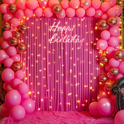10x10 Fuchsia Backdrop Curtain for Parties Birthday Party Wrinkle Free Hot Pink Photo Curtains Backdrop Drapes Fabric Decoration for Wedding 5ft x 10ft,2 Panels