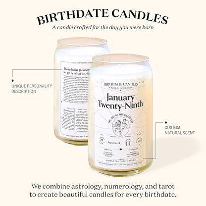Birthdate Candles, May 3 - Taurus Zodiac Scented Candles Birthday Gift - Cedar, Sandalwood & Eucalyptus Scent - All-Natural Soy & Coconut Wax, 60-80 Hour Burn Time - Made in USA