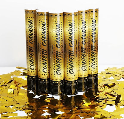 12 Inch Confetti Cannons (6 Pack) – Gold Mylar Confetti Poppers - Air Powered Party Poppers Confetti Shooters for Birthday, Wedding, Graduation, Christmas, New Year Celebrations