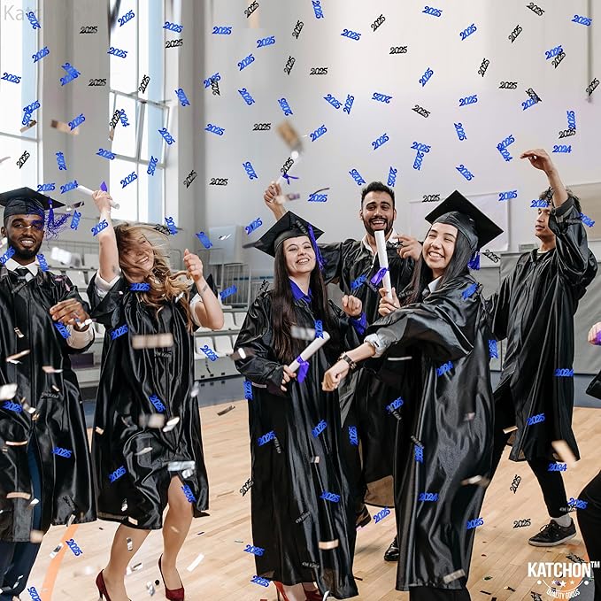 KatchOn, Blue and Black 2025 Confetti - Pack of 500 | Graduation Confetti Class of 2025, Blue Graduation Decorations 2025 | Grad Party Supplies, Grad Party Decorations 2025 | Prom Decorations 2025