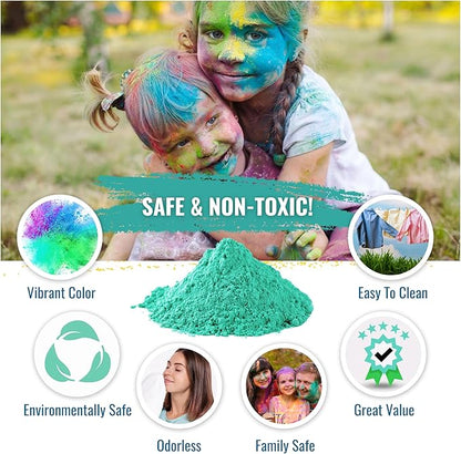 Color Blaze Holi Colored Powder - 5 lbs of Teal Powdered Color - For Fun Runs, Color Toss, Rangoli, Powder War, Backyard Party & Festivals - Pack of 1 Colorful Bag - 5 Pounds in Bulk - Teal