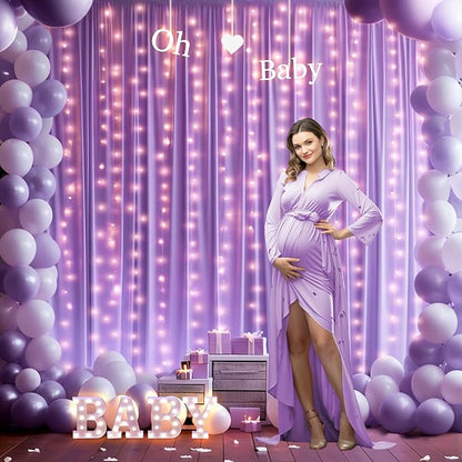 4 Panels Lavender Backdrop Curtain for Parties Wedding Wrinkle Free Light Purple Photo Curtains Backdrop Drapes Fabric Decoration for Baby Shower Photoshoot 20ft(W) x 10ft(H)
