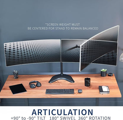 VIVO Dual Ultrawide Monitor Mount, Free-Standing Desk Stand for 2 Screens up to 38 Inches, Heavy-Duty Adjustable Arms, Max VESA 100x100mm, Black, STAND-V038F