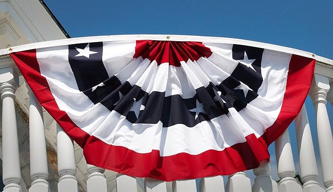 FRF FLAG American Flag Bunting 3x6 Ft, Embroidered Patriotic Bunting Flags, 4th of july Decorations Outdoor, with 3 Brass Grommets