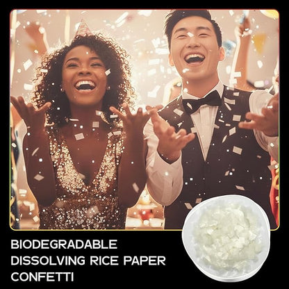 Ultimate Confetti - Premium White Snow Rice Paper Dissolving Confetti 1/4" - Eco Friendly & Biodegradable