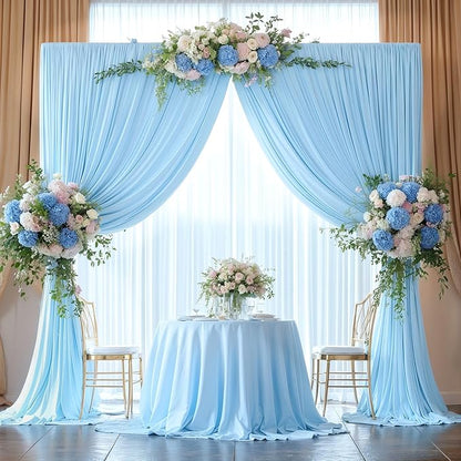 16 x 10ft Baby Blue Backdrop Curtain for Baby Shower Blue Photo Backdrop Curtains Wrinkle Free Drapes for Backdrop Soft Long Curtains for Backdrop Decoration Birthday Parties Wedding Baptism, 4 Panels