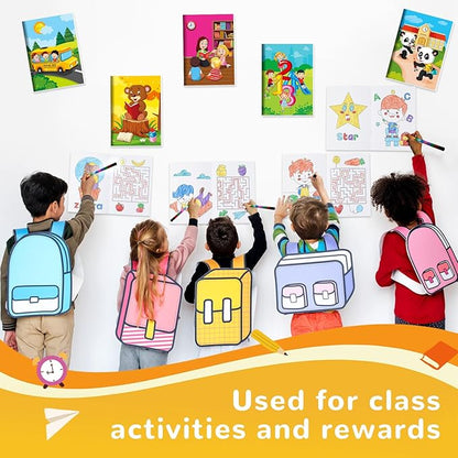 BenLouis 24 Preschool Kindergarten Mini Coloring Books Kids with 24 Stacking Crayons Graduation Party Favors Activity Books Bulk for Kids Birthday Return Goodie Bag Gift Stuffer Classroom Reward