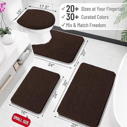 OLANLY Bathroom Rugs 32x20, Extra Soft Absorbent Chenille Bath Rugs, Rubber Backing Quick Dry, Machine Washable Bath Mats for Bathroom Floor, Tub and Shower, Home Decor Accessories, Brown