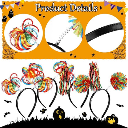 Censen 12 Pcs Christmas Pom Pom Headbands Spirit Party Headwear Tinsel Ponytails Head Bopper for Birthday Holiday