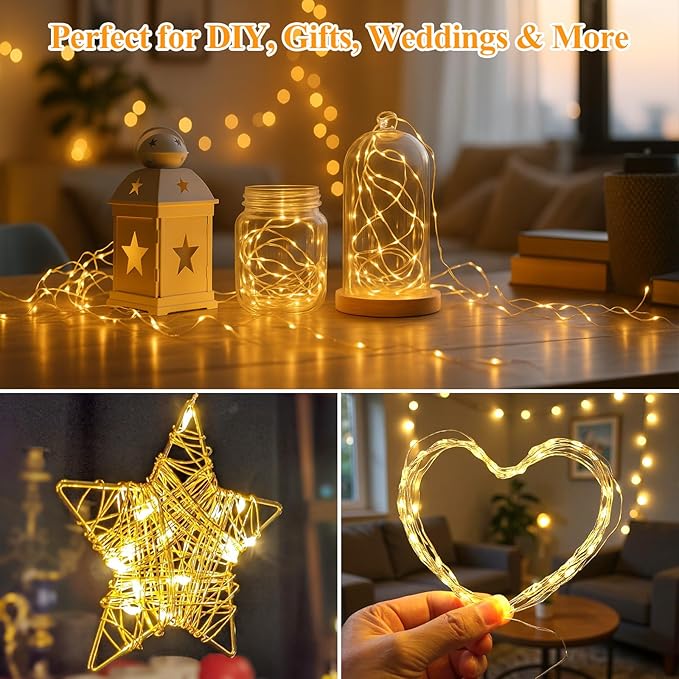 Lakumu 12-Pack Fairy Lights Battery Operated Christmas Lights-7FT 20LEDs String Lights, Waterproof Battery Powered Firefly Lights for Crafts Bedroom Wedding Christmas Party Reception Centerpiece Table